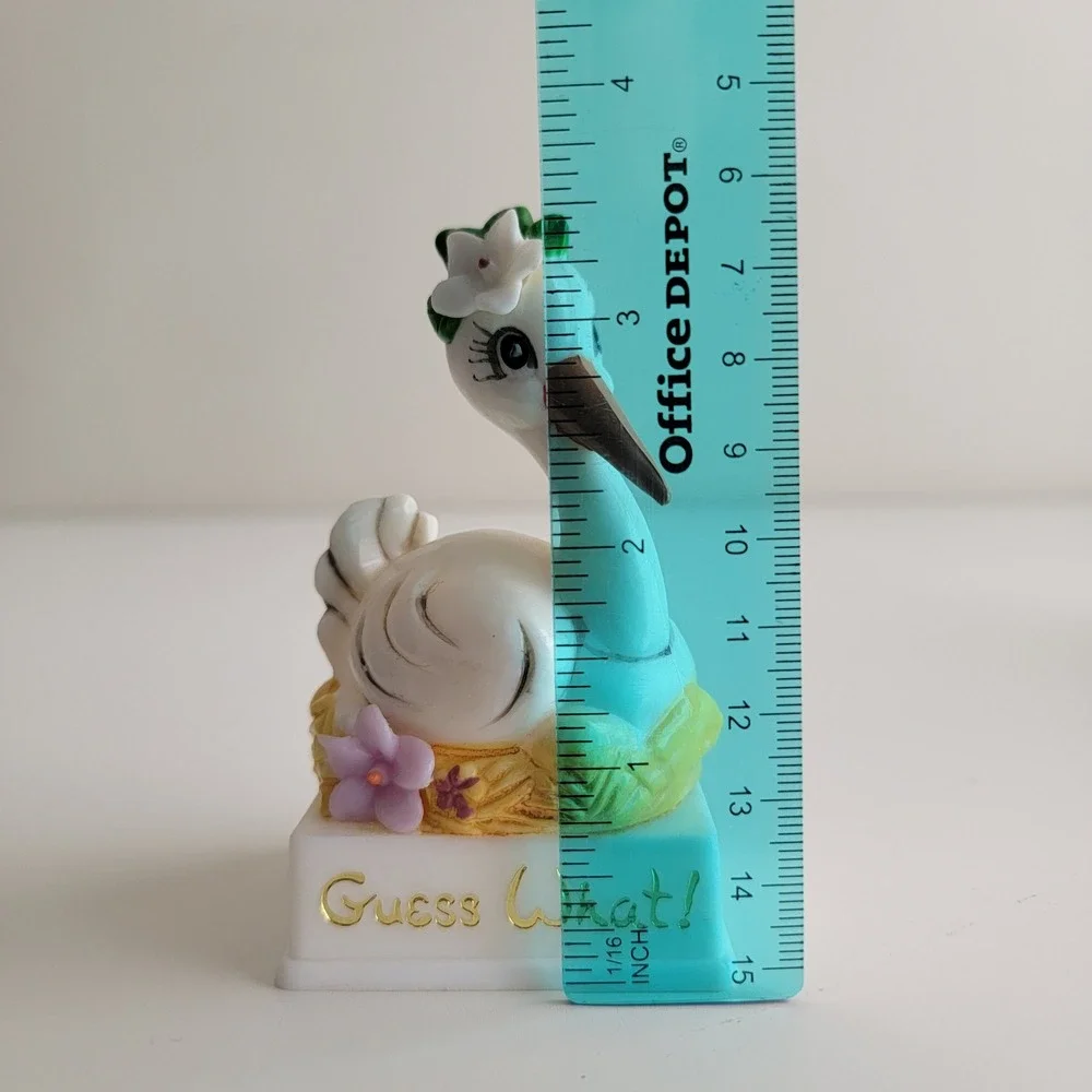 Vintage 1970s Wilton Stork Figurine Baby Shower Cake Topper White Guess What
